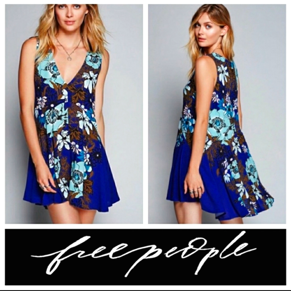 Free People blue Backyard Party Tunic Dress, small, (s)